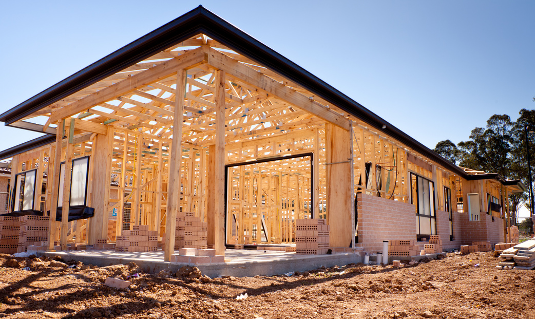 Frame of house being built